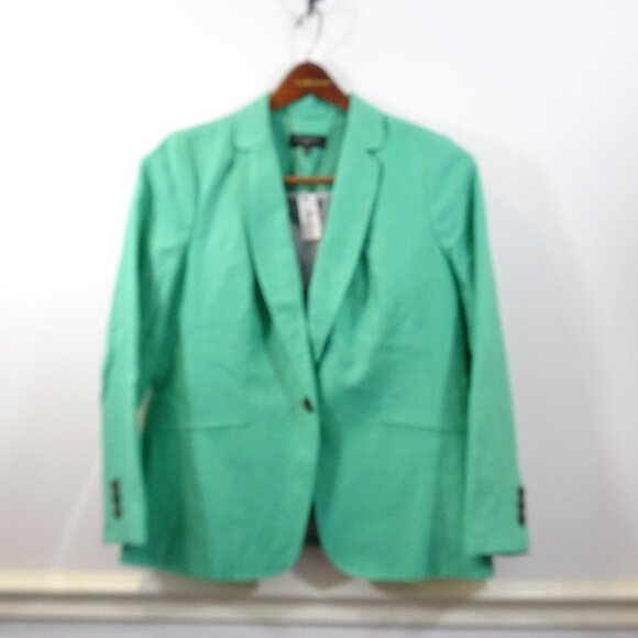 NWT Talbots Linen Blazer Jacket 12P Preppy Career Coastal Light Green Academia - Picture 1 of 7